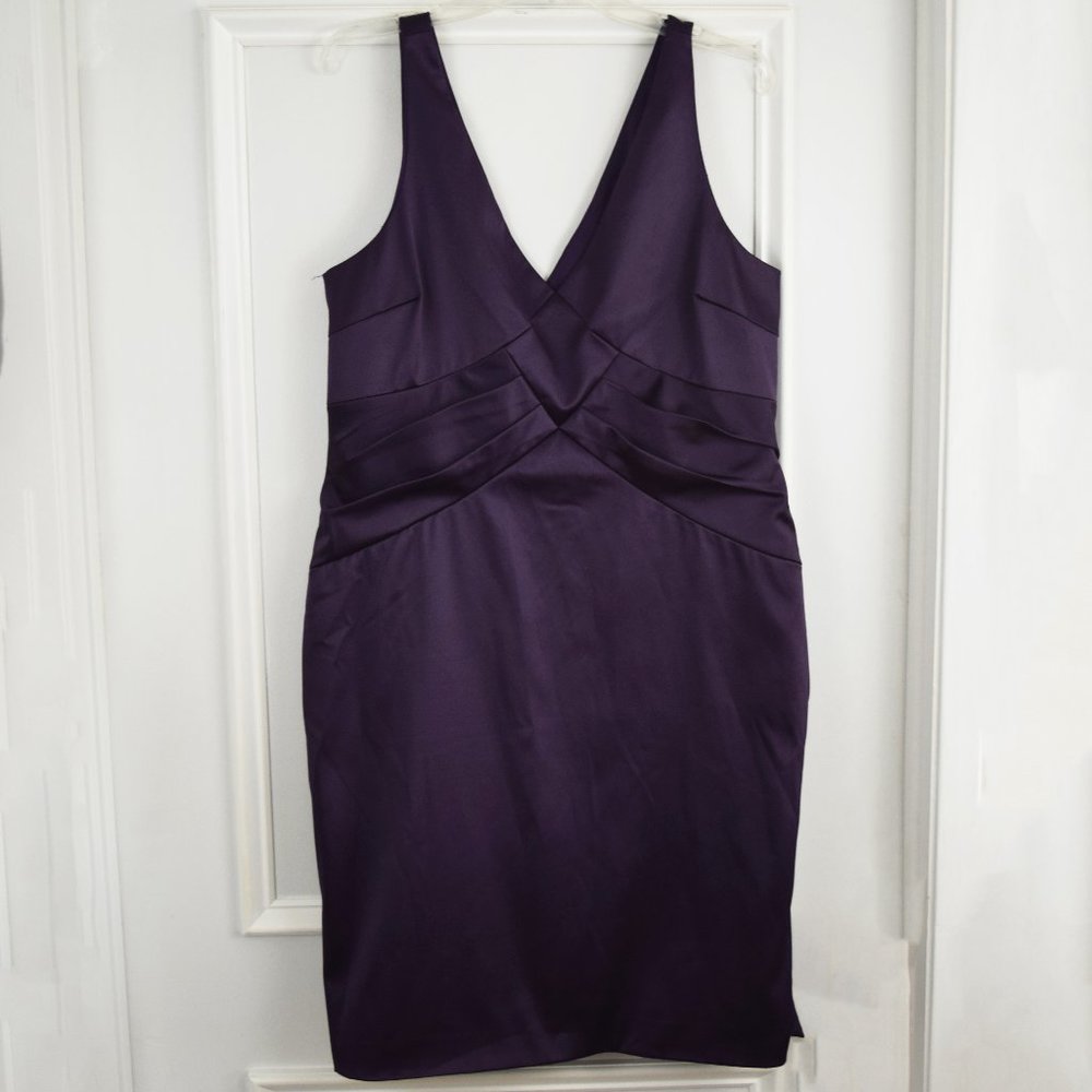 Js Collections Evening Cocktail Dress Women 16 Satin Eggplant